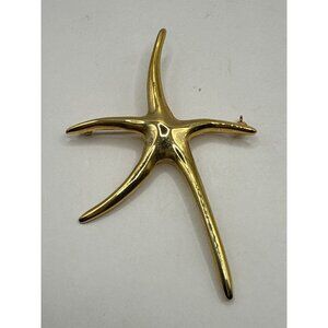Gold-Tone Starfish Pin Brooch Jewelry Accessory For Women 3 Inches Long Elegant
